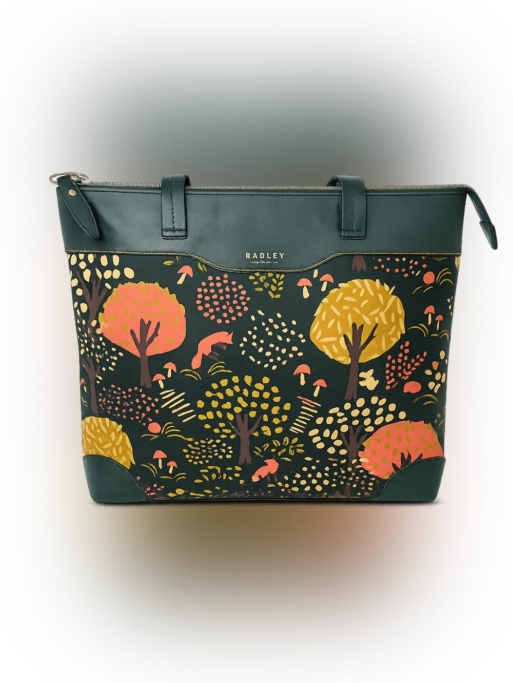 Radley London Woodland Fox Forest Print Zip Tote Bag Cottagecore Autumn EUC
